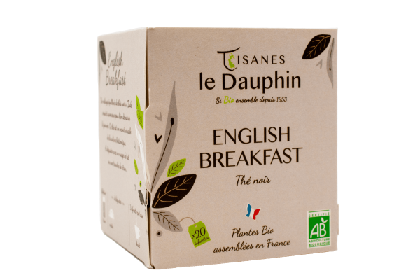 Tisanes Le Dauphin -- Thé noir bio english breakfast - 20 infusettes