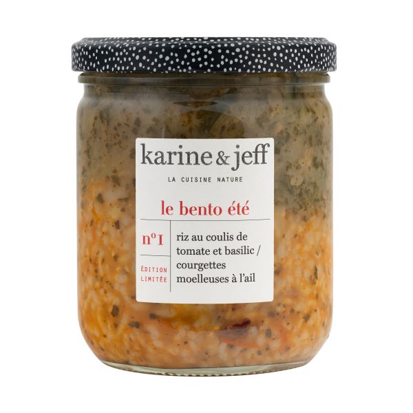 Bento collection eté - riz au coulis de tomate et basilic / courgettes moelleuses à l'ail - 1