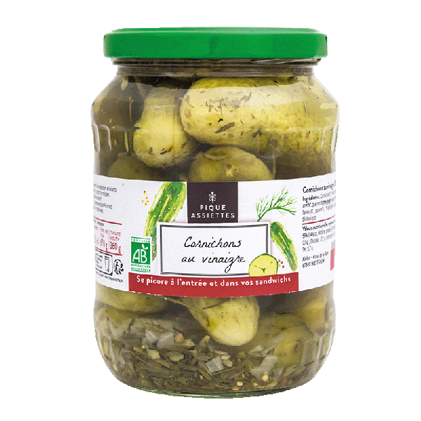 Pique Assiettes -- Cornichons au vinaigre bio - 360 g